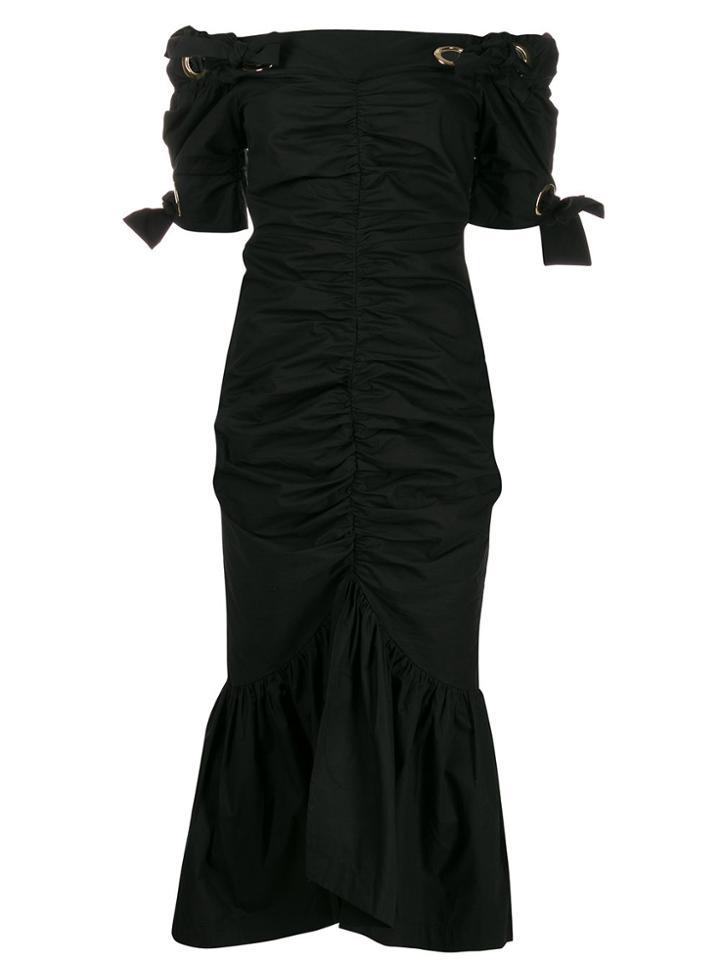 Alice Mccall Ruched Eyelet Midi Dress - Black