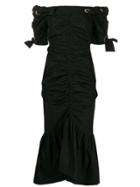 Alice Mccall Ruched Eyelet Midi Dress - Black