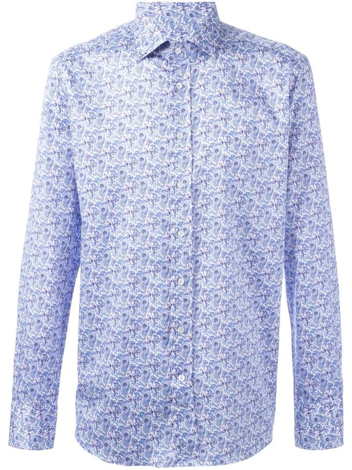 Etro Paisley Print Shirt, Men's, Size: 42, Pink/purple, Cotton