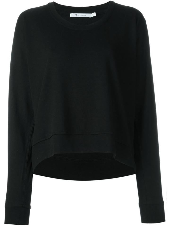 T By Alexander Wang Scoop Neck Sweatshirt, Women's, Size: Small, Black, Polyester/rayon
