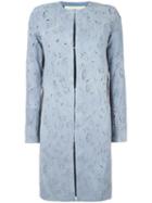 Drome Cut-off Pattern Collarless Coat, Women's, Size: Large, Blue, Goat Skin