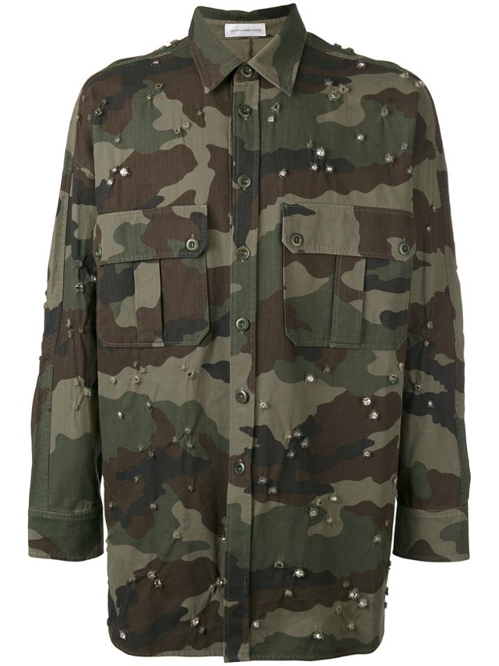 Faith Connexion Jewel Studded Camouflage Shirt - Green