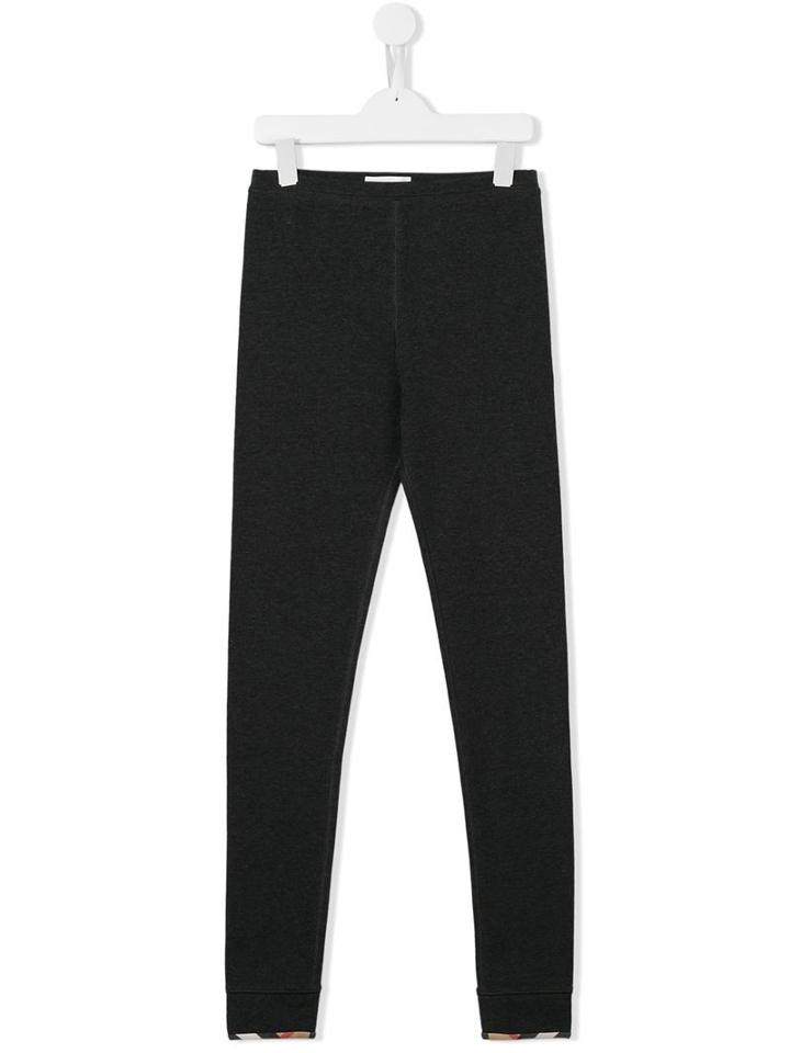 Burberry Kids Check Cuff Leggings, Girl's, Size: 14 Yrs, Grey