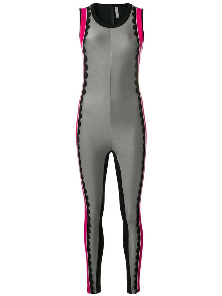No Ka' Oi Scallop Trim Jumpsuit - Grey