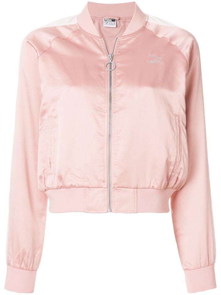 Puma Cropped Bomber Jacket - Pink & Purple