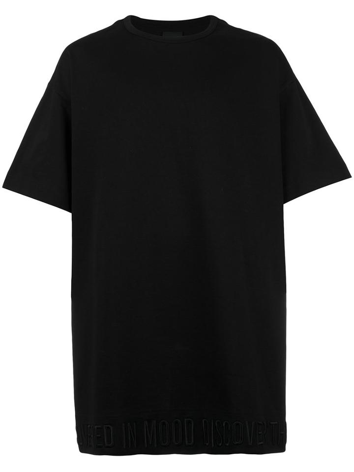 Juun.j Embroidered Hem T-shirt, Size: Small, Black, Cotton/polyester