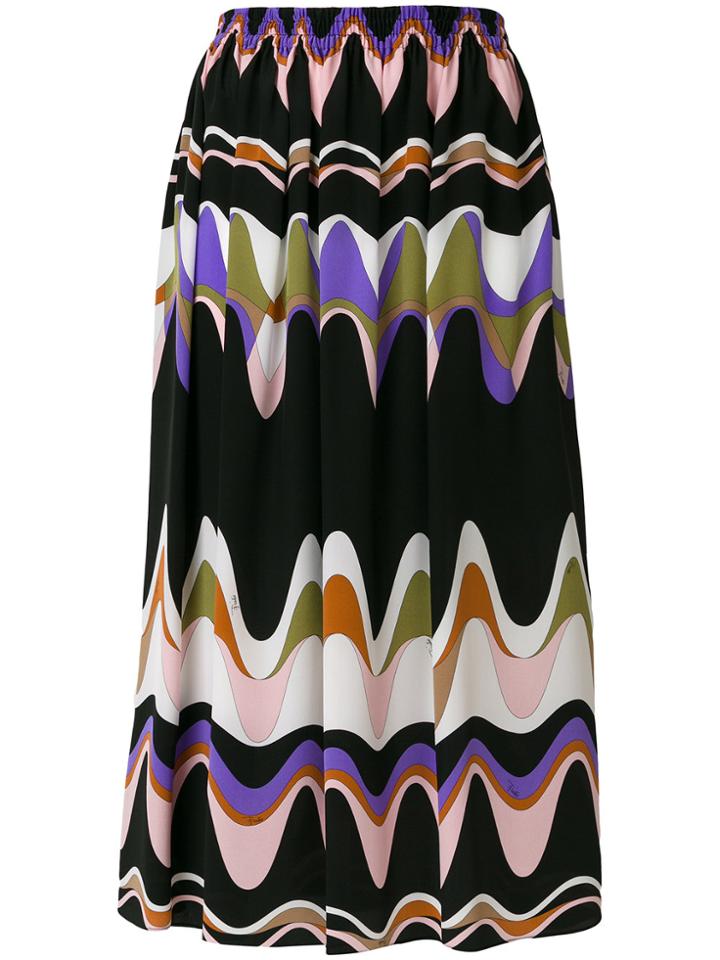 Emilio Pucci Wave Print Skirt - Black