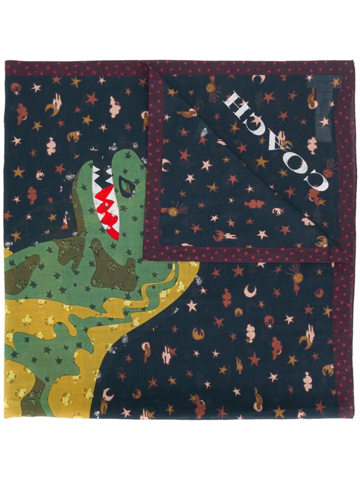Coach Dinosaur Patterned Scarf - Black