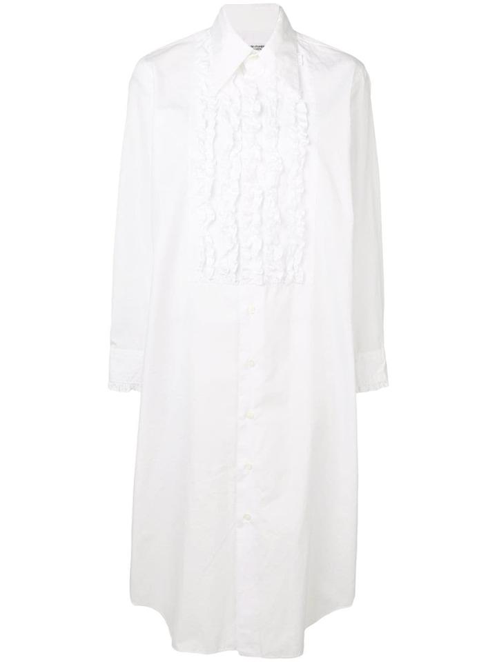 Comme Des Garçons Vintage Ruffled Bib Shirt Dress - White