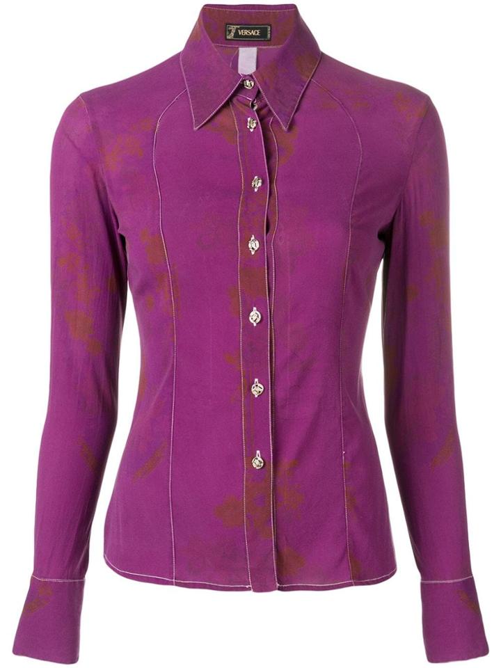 Versace Vintage 2000's Slim-fit Shirt - Purple