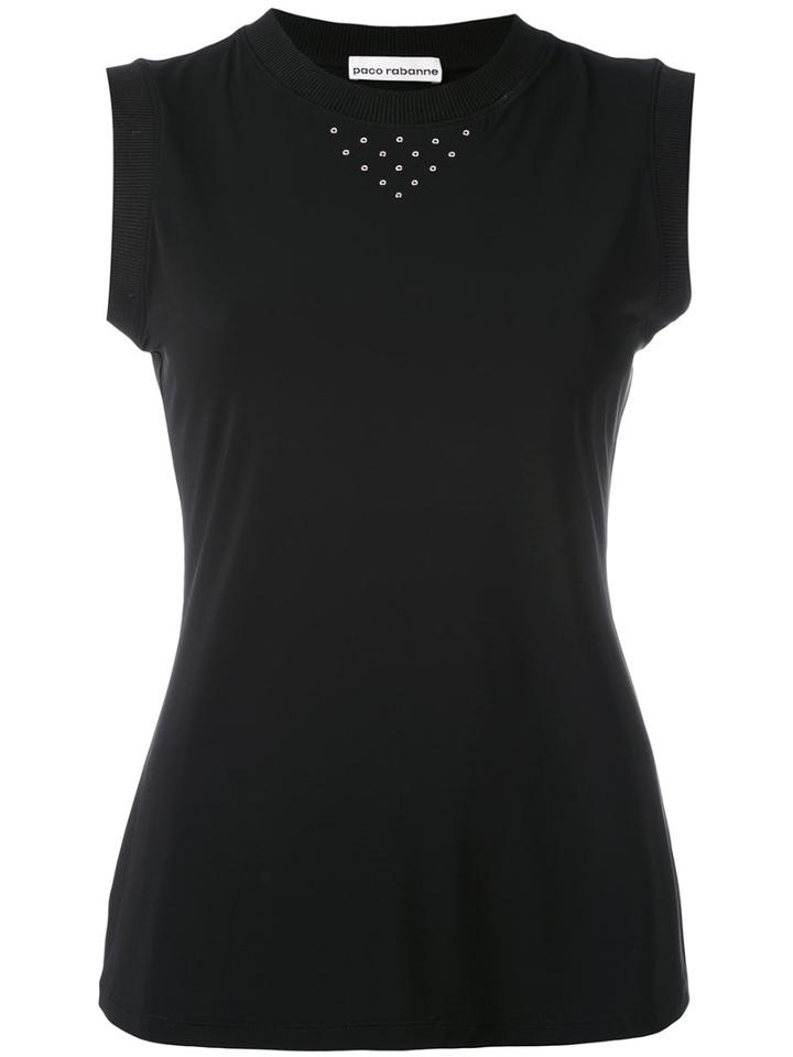 Sleeveless Stud Detail Tank Top - Women - Spandex/elastane/viscose - 38, Black, Spandex/elastane/viscose, Paco Rabanne