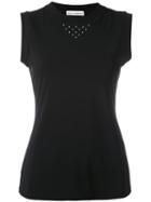 Sleeveless Stud Detail Tank Top - Women - Spandex/elastane/viscose - 38, Black, Spandex/elastane/viscose, Paco Rabanne