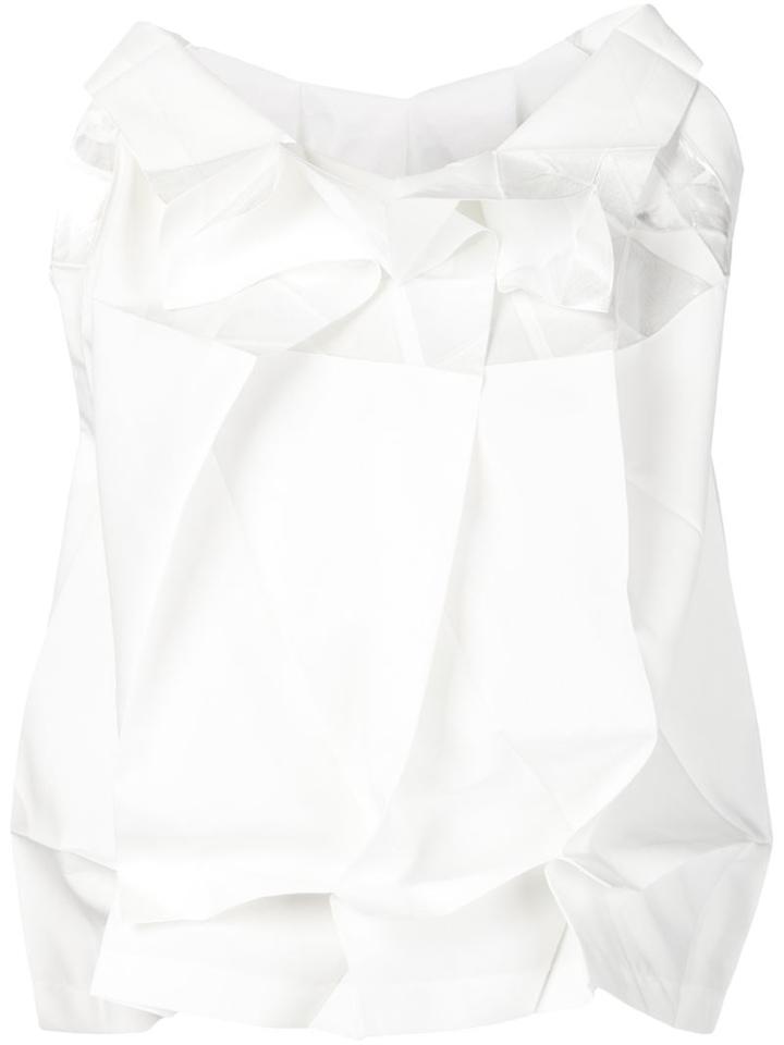 Issey Miyake - Crinkly Sleeveless Blouse - Women - Polyester - 3, White, Polyester