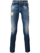 Jacob Cohen Distressed Skinny Jeans, Men's, Size: 38, Blue, Cotton/polyester/spandex/elastane