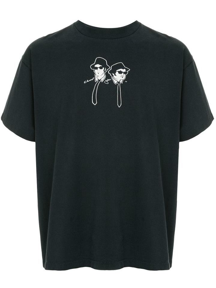 Fake Alpha Vintage Blue Brothers Print T-shirt - Black