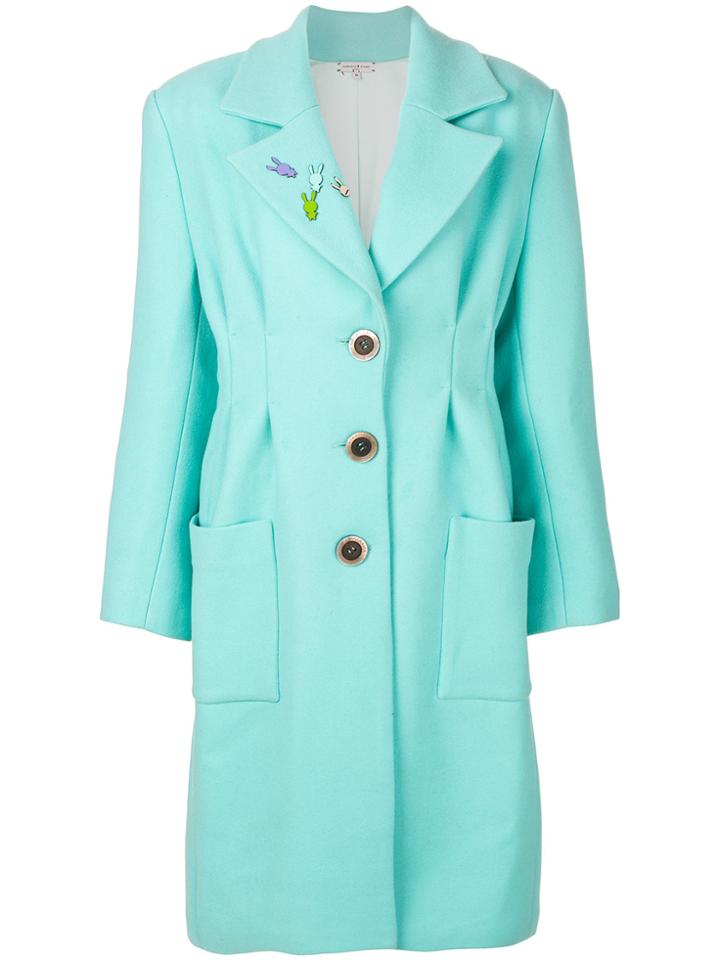 Natasha Zinko Oversized Bunny Pin Coat - Green