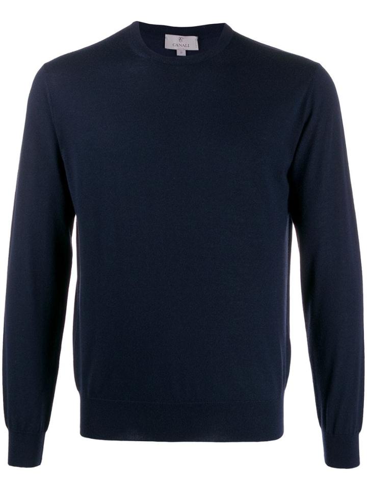 Canali Crew-neck Cashmere Jumper - Blue