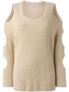 Zoe Jordan Cut-out Knitted Sweater - Nude & Neutrals