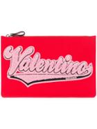 Valentino Valentino Garavani Logo Appliqué Pouch - Red