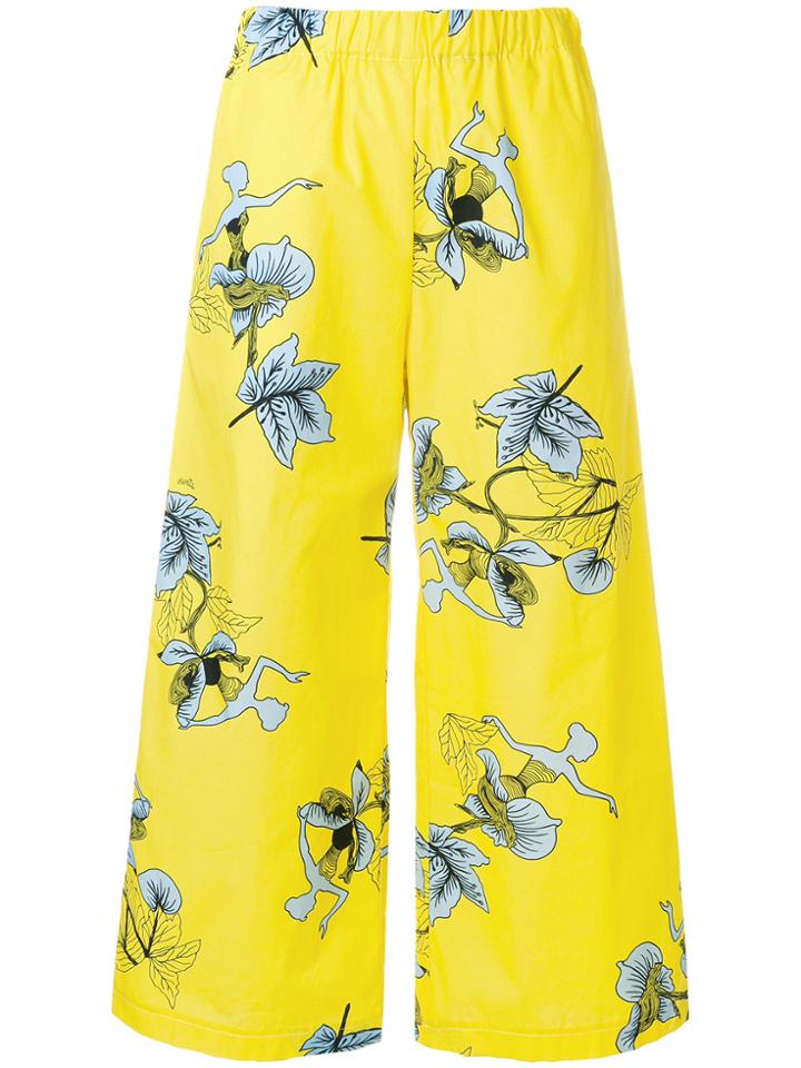 Vivetta Floral Cropped Trousers - Yellow & Orange