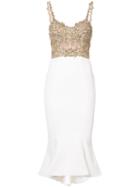 Marchesa - Beaded Peplum Dress - Women - Silk/polyester - 10, White, Silk/polyester