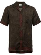 Dries Van Noten Printed Carlton Shirt, Men's, Size: 46, Green, Viscose
