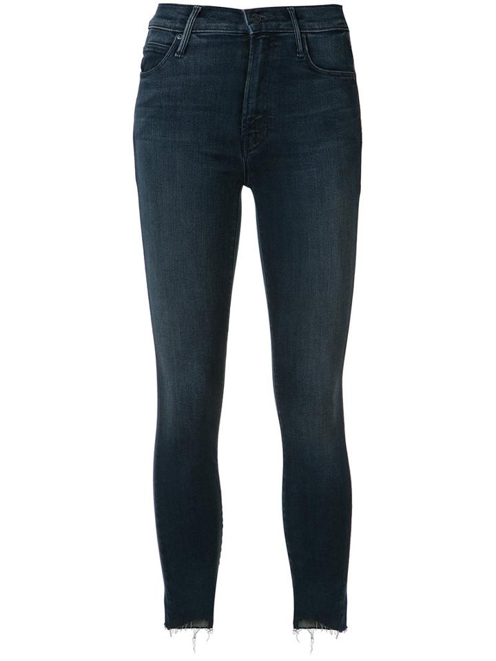 Mother Cropped Skinny Jeans, Women's, Size: 24, Blue, Cotton/polyester/spandex/elastane/lyocell