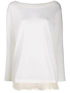 P.a.r.o.s.h. Feather-embellished Boat-neck Jumper - White