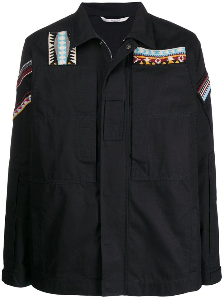 Valentino Embroidered Denim Jacket - Blue