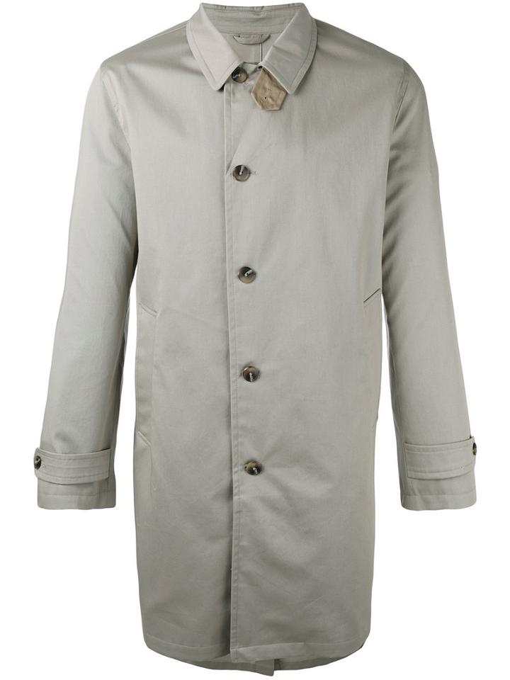 Closed Classic Single-breasted Coat, Men's, Size: Medium, Grey, Cotton/polyurethane/viscose