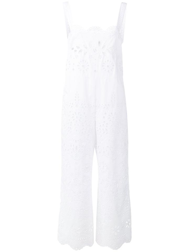 Red Valentino - Crochet Overall Jumpsuit - Women - Cotton - 40, White, Cotton