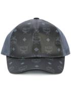 Mcm Logo Print Cap, Women's, Black, Pvc/polyester