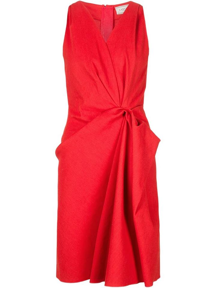 Lanvin V-neck Dress, Women's, Size: 38, Red, Linen/flax