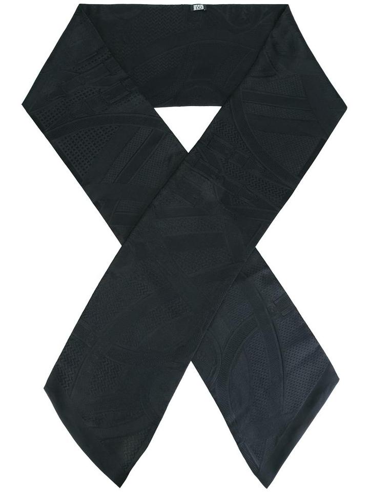 Chanel Vintage Jacquard Skinny Scarf, Women's, Black