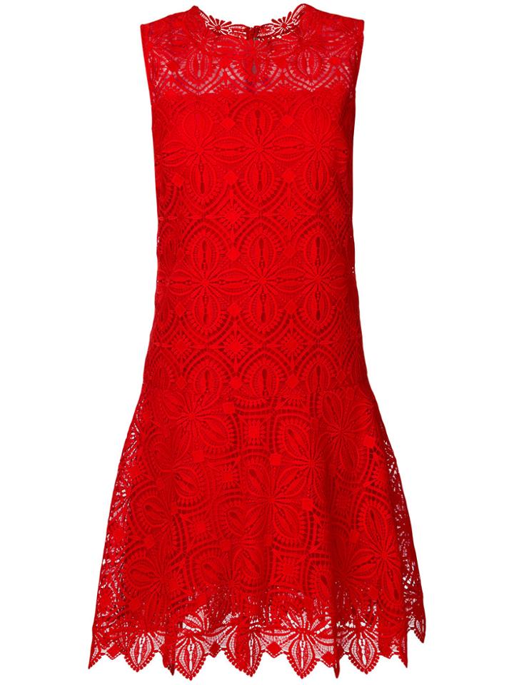 Ermanno Scervino Broiderie Anglaise Mini Dress - Red