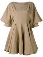 J.w.anderson - Pleated Trim Dress - Women - Linen/flax - 6, Nude/neutrals, Linen/flax