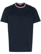 Moncler Contrast Collar Short Sleeve T Shirt - Blue