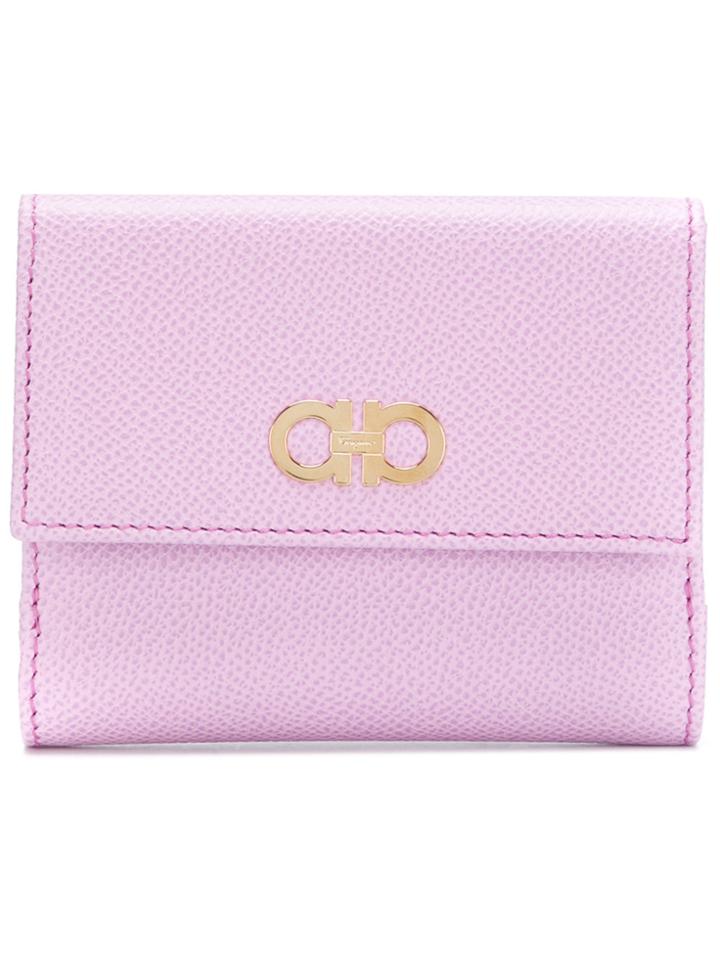 Salvatore Ferragamo Double Gancio Flap Wallet - Pink & Purple