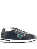 Emporio Armani Printed Logo Sneakers - Blue