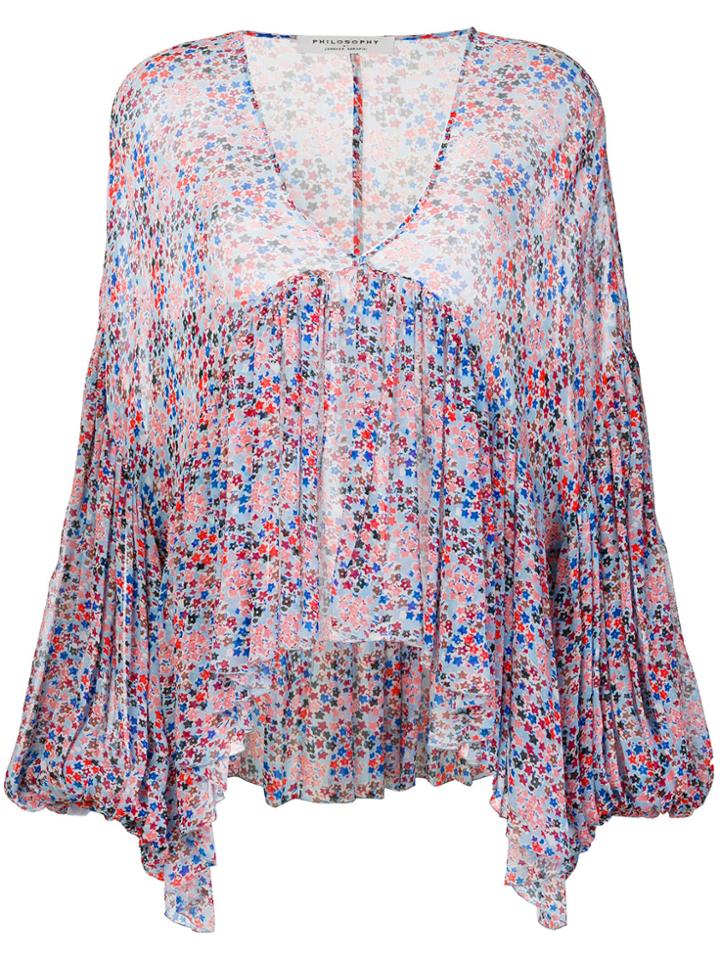 Philosophy Di Lorenzo Serafini Floral Print Sheer Blouse - Multicolour