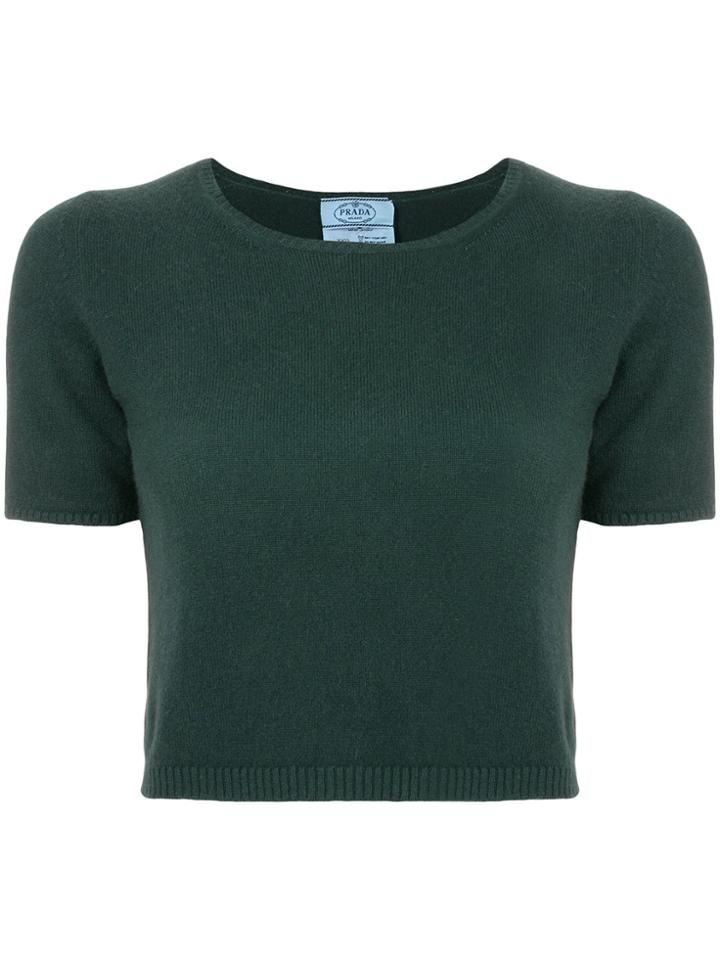 Prada Vintage Cropped Knitted Top - Green