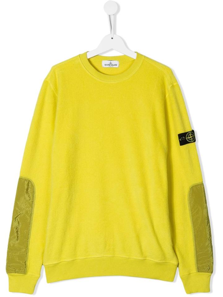 Stone Island Junior Teen Patch Sleeves Sweater - Yellow