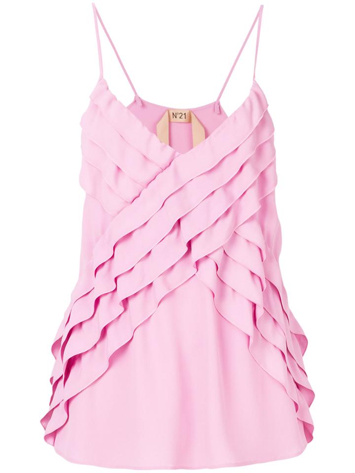 No21 Ruffle Front Cami - Pink & Purple