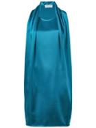 Gianluca Capannolo Draped Detail Dress, Women's, Size: 44, Blue, Triacetate/polyester