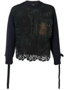 No21 - Lace Long-sleeve Sweater - Men - Cotton/polyester - L, Black, Cotton/polyester