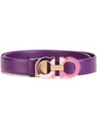 Salvatore Ferragamo Double Gancio Belt, Women's, Size: 75, Pink/purple, Calf Leather