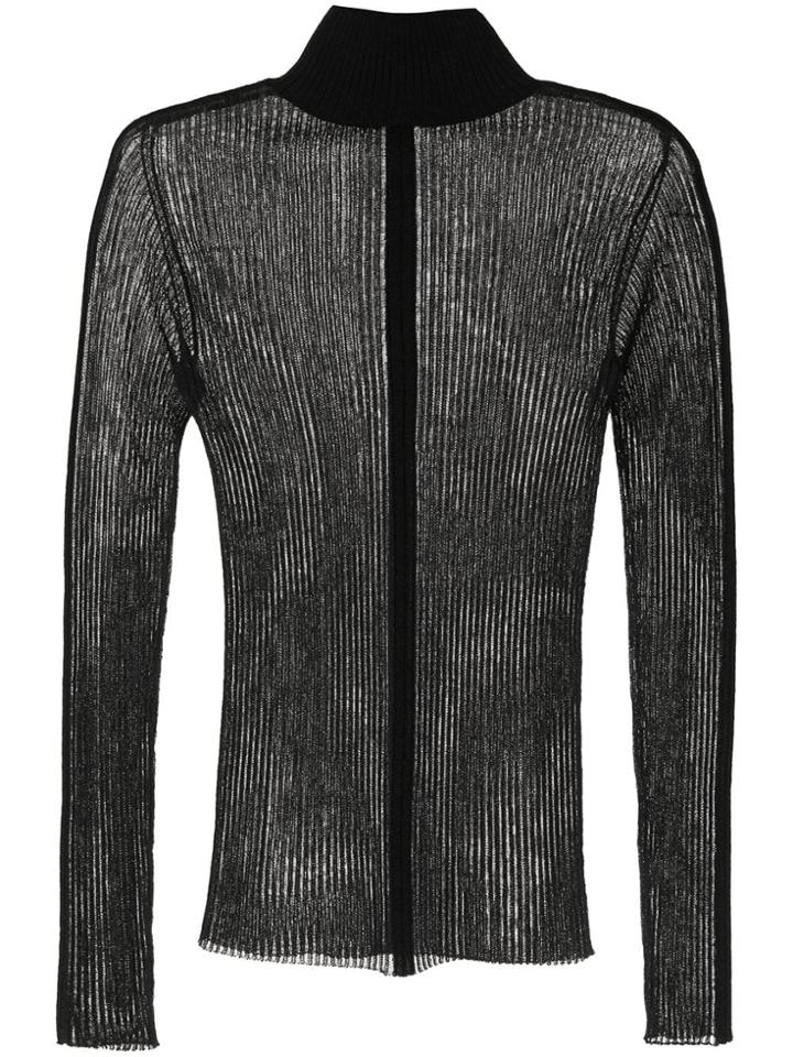 Dion Lee Sheer Mock Neck Top - Black