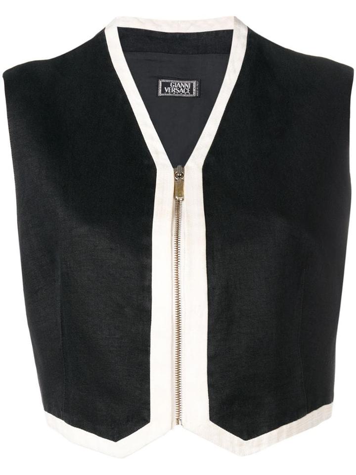 Versace Pre-owned 1990's Cropped Zipped Vest - Black