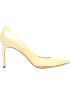 Casadei Pointed Toe Pumps, Women's, Size: 38, Yellow/orange, Leather/patent Leather