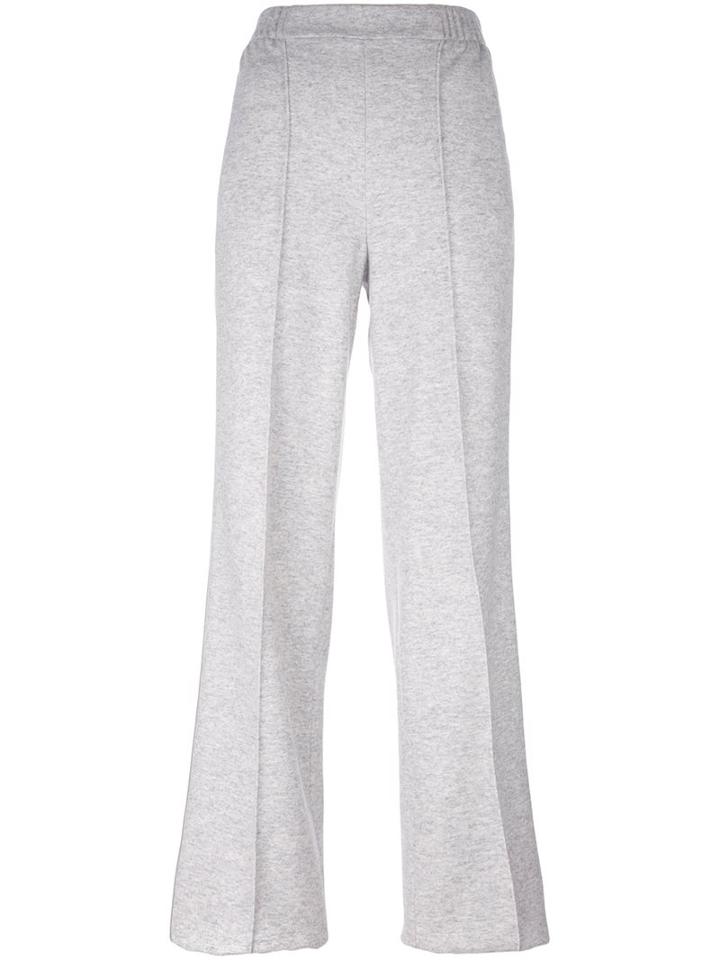 Agnona Cashmere Flared Track Pants, Women's, Size: 38, Grey, Silk/cupro/cashmere